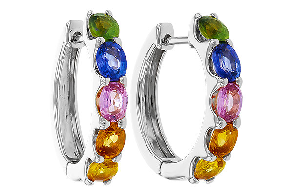 A275-12209: EARRINGS 2.20 TW MULTI-COLOR SAPPHIRE