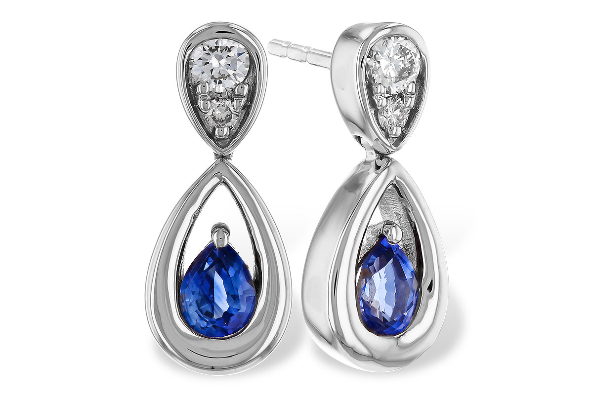 A275-12227: EARRINGS .42 SAPPHIRE .54 TGW (4x3 SAPP)