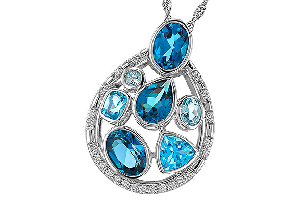 A275-14954: NECKLACE 3.23 TW BLUE TOPAZ 3.38 TGW