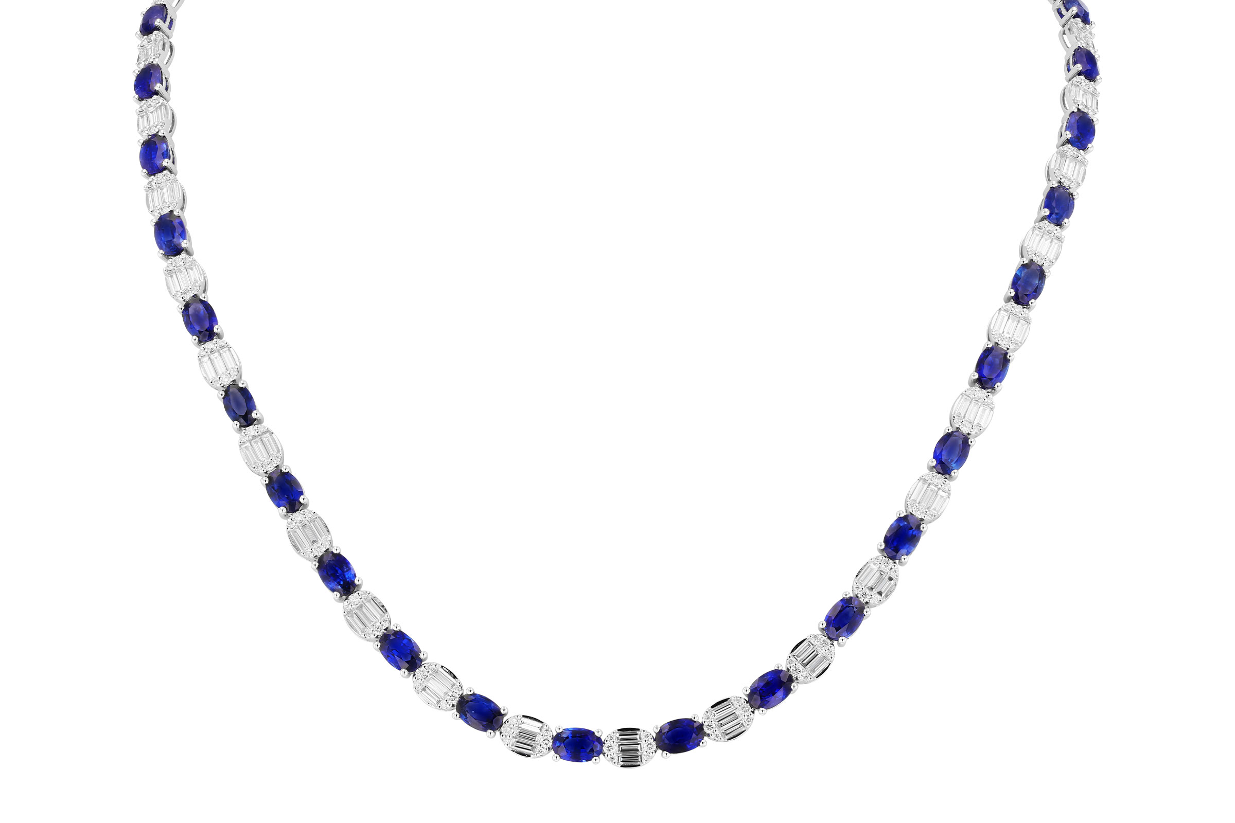 A276-02190: NECKLACE 17.68 TW SAPPHIRE 21.82 TGW (17")