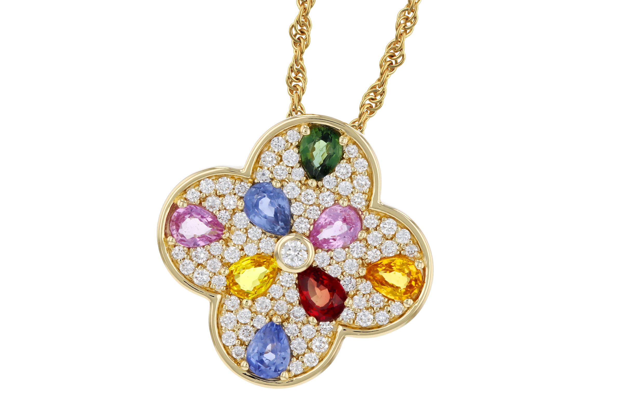 A276-03136: NECKLACE 1.40 MULTI-COLOR SAPPH 1.82 TGW