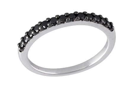 B186-03163: LDS WED RG .29 BLK DIAS TW