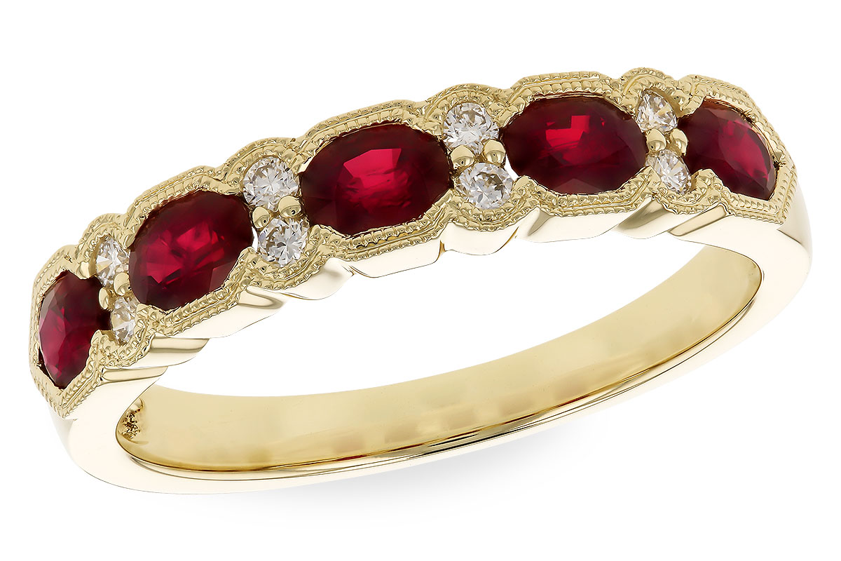 B274-24045: LDS WED RG .88 TW RUBY 1.00 TGW (4x3MM RUBY)