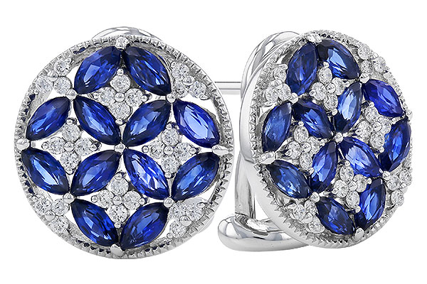 B275-10454: EARRINGS 2.07 TW SAPPHIRE 2.37 TGW