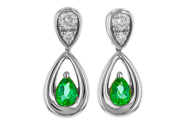 B275-13145: EARRINGS .20 EMERALD .32 TGW (4x3 EMER)