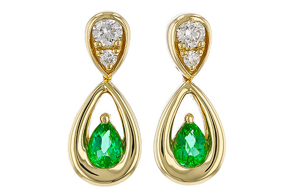 B275-13145: EARRINGS .20 EMERALD .32 TGW (4x3 EMER)