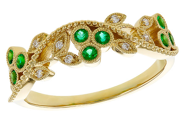 B275-17645: LDS WED RG .17 EMERALD TW .23 TGW