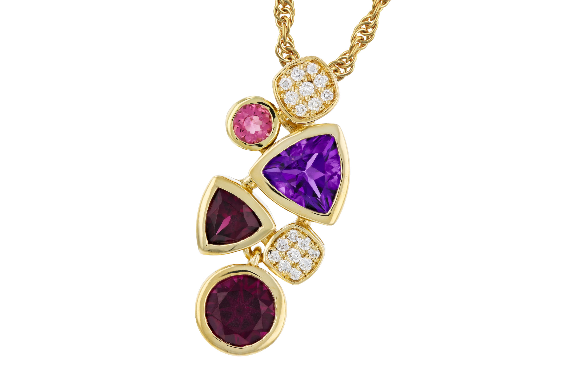 B276-02254: NECKLACE 1.34 SEMI-PREC (AM,RHO,PT) 1.40 TGW