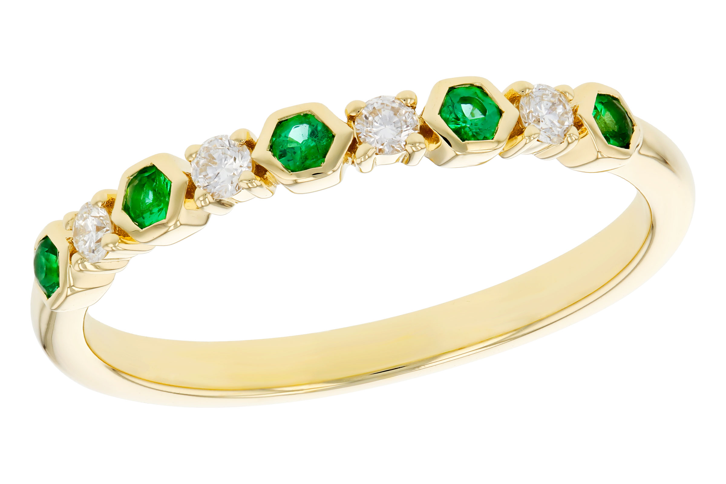 B276-03127: LDS WED RG .10 TW EMERALD .20 TGW
