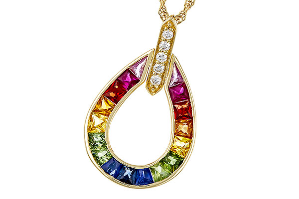 D275-12217: NECKLACE 1.10 MULTI-COLOR SAPPH 1.15 TGW