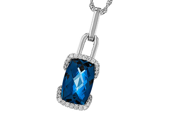 D275-17672: NECK 3.75 LONDON BLUE TOPAZ 3.90 TGW (12x8MM LBT)