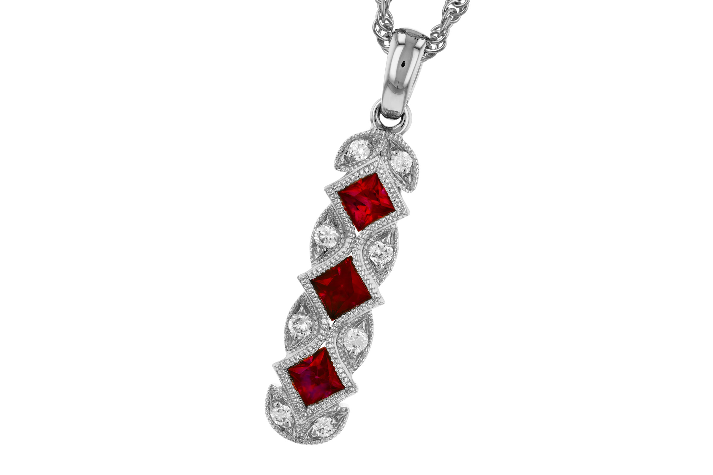 D276-01317: NECKLACE .55 TW RUBY .64 TGW