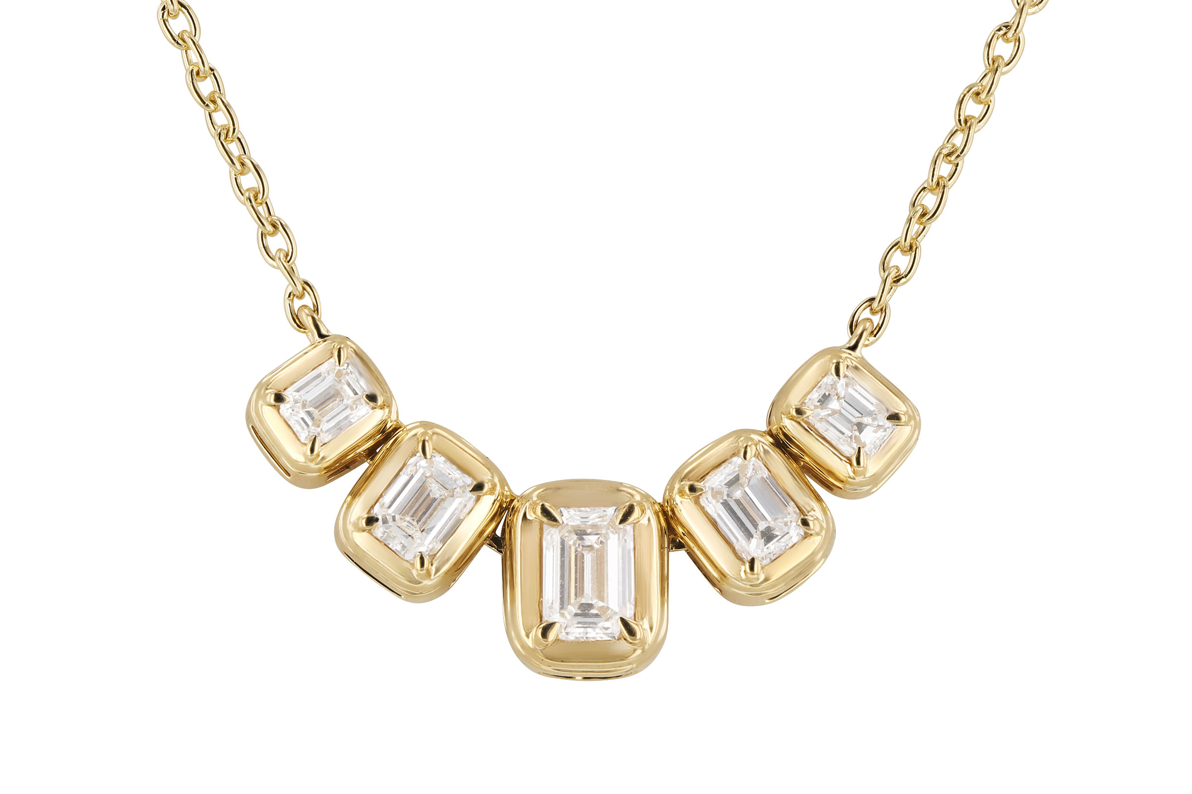 D276-03108: NECKLACE .87 TW EMERALD CUT DIA (18")