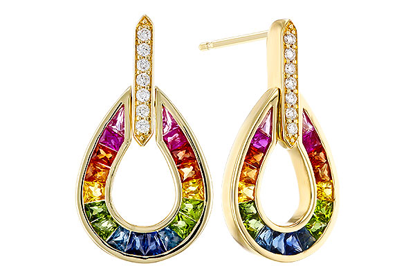 E275-12217: EARRINGS 1.18 MULTI-COLOR SAPP 1.25 TGW