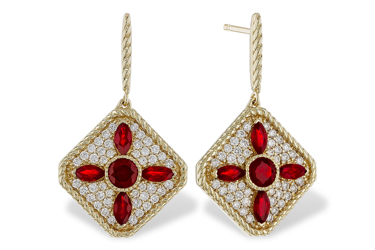 E275-14026: EARRINGS .99 TW RUBY 1.42 TGW