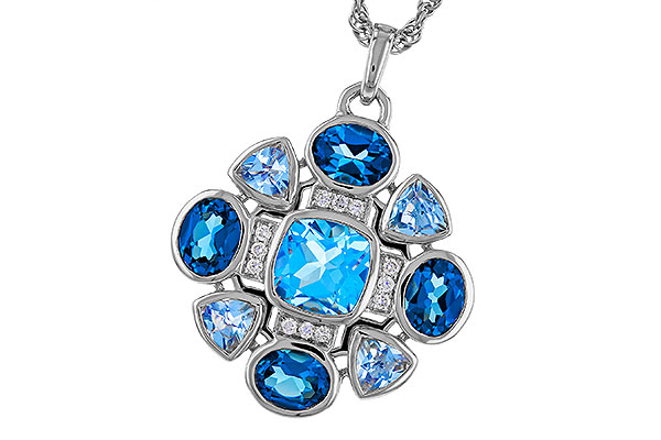 F275-12190: NECKLACE 3.19 TW BLUE TOPAZ 3.25 TGW