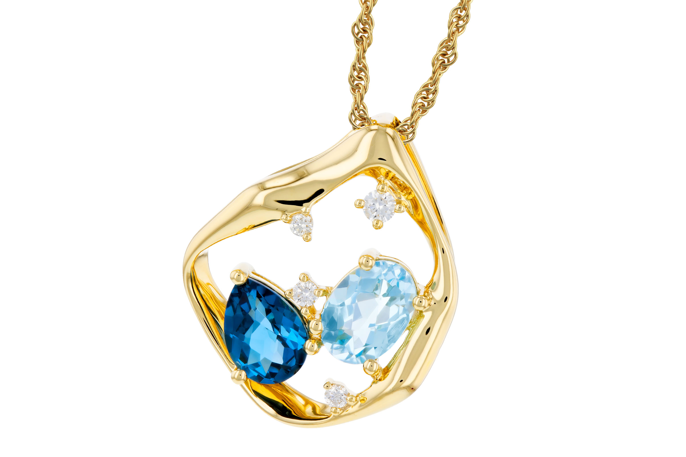 F276-03108: NECKLACE 1.60 TW BLUE TOPAZ 1.67 TGW (7x5MM BT)