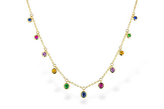 G274-24944: NECK .90 TW MULTI-COLOR SAPPH & GREEN GARNET (18")