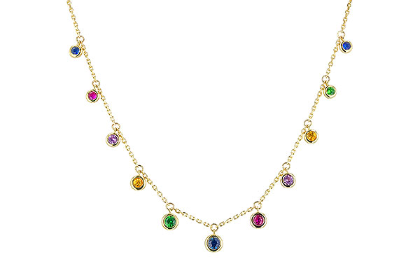 G274-24944: NECK .90 TW MULTI-COLOR SAPPH & GREEN GARNET (18")