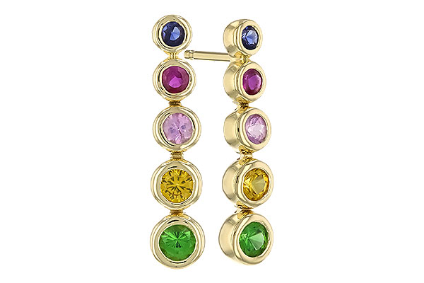 G274-26817: EARR .60 TW MULTI-COLOR SAPPH & GREEN GARNET
