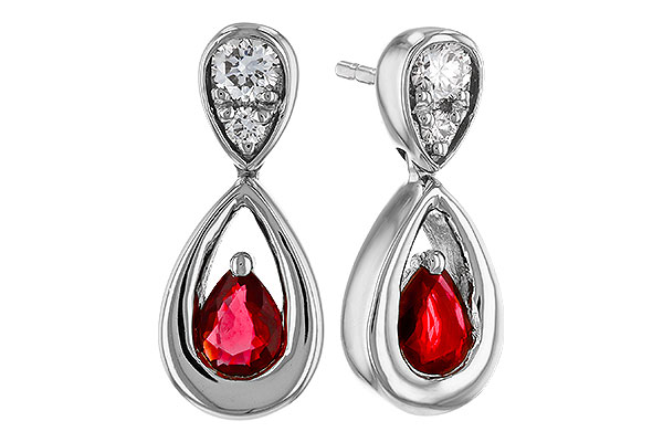 G275-12226: EARRINGS .40 RUBY .52 TGW (4x3 RUBY)