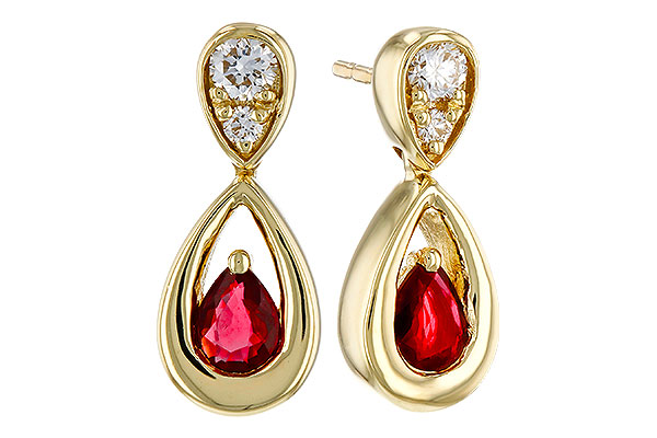 G275-12226: EARRINGS .40 RUBY .52 TGW (4x3 RUBY)