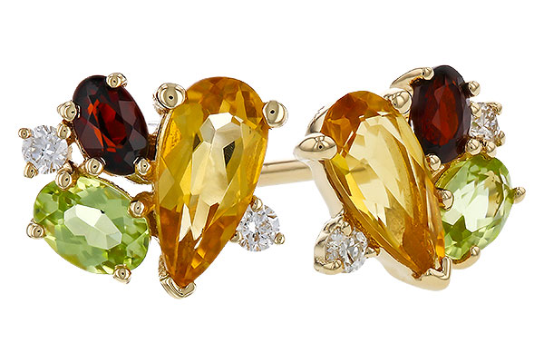 H275-12217: EARRINGS .66 SEMI PREC (CIT,PER,GAR) .70 TGW