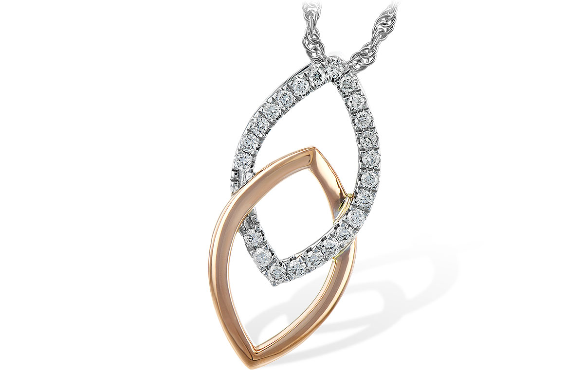 K189-71353: NECKLACE .20 TW (ROSE & WG)