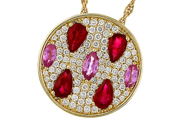 K275-17653: NECK 1.42 TW PRECIOUS (RUBY & PINK SAPP) 1.82 TGW