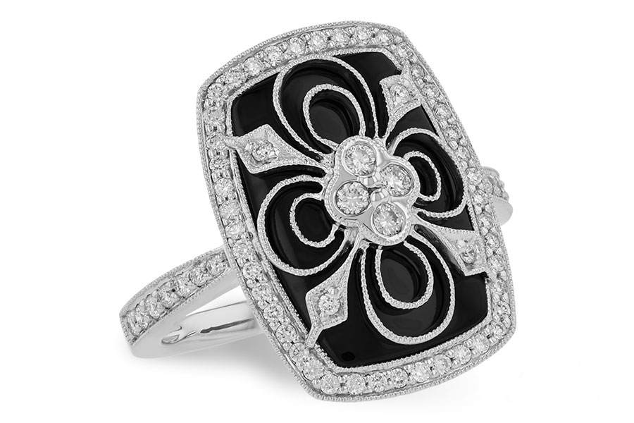L000-59508: LDS ONYX & DIA RG .44 TW