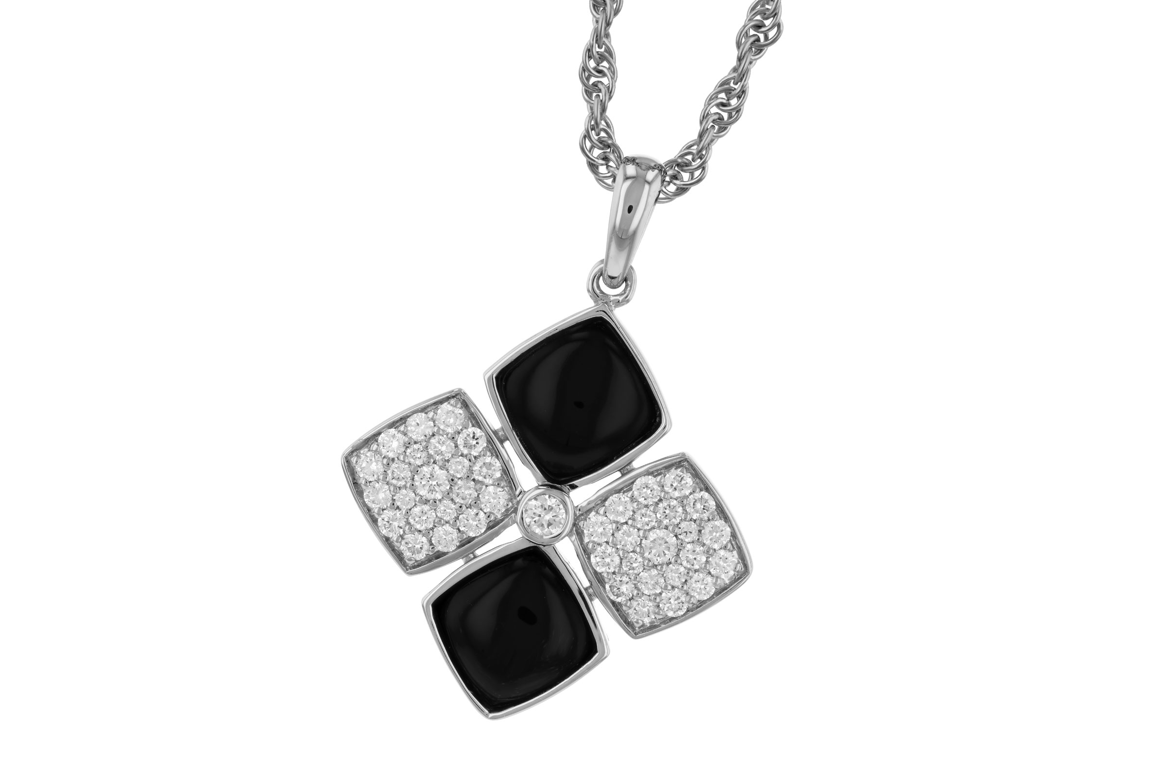 L276-01353: NECKLACE 1.23 TW ONYX 1.50 TGW