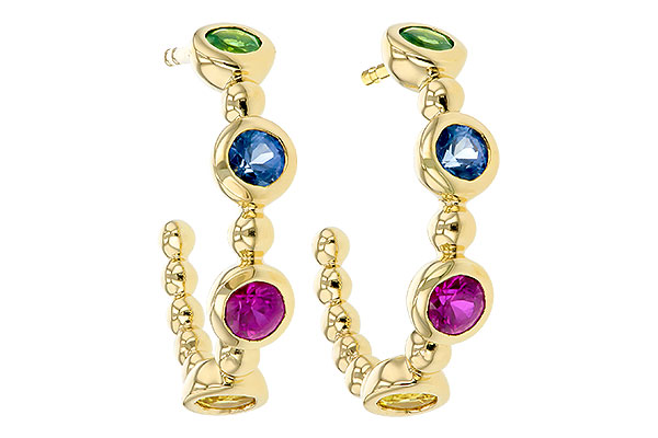 M276-00371: EARR .68 TW MULTI-COLOR SAPPH & GREEN GARNET